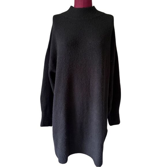 & Other Stories Women's Wool Blend Turtleneck Sweater Dress Black size M Long Sl - Picture 1 of 8